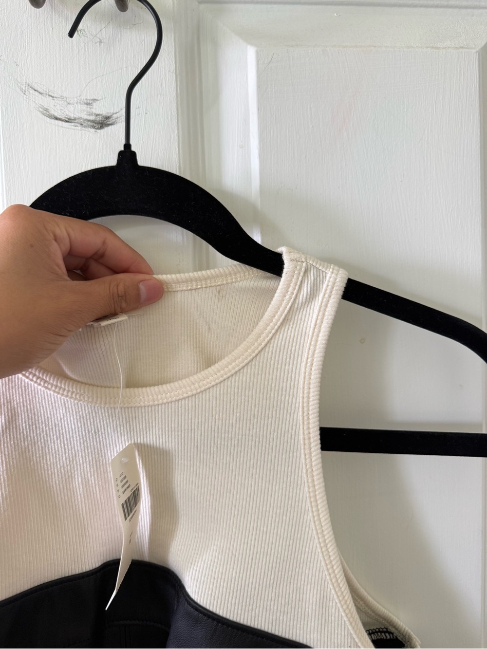 Pilcro Two-Tone Faux Leather Camisole in Black and White - Picture 6 of 11